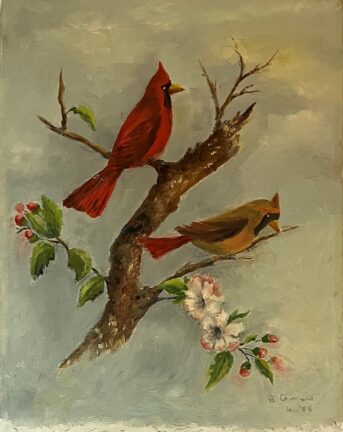 Painting of redbirds